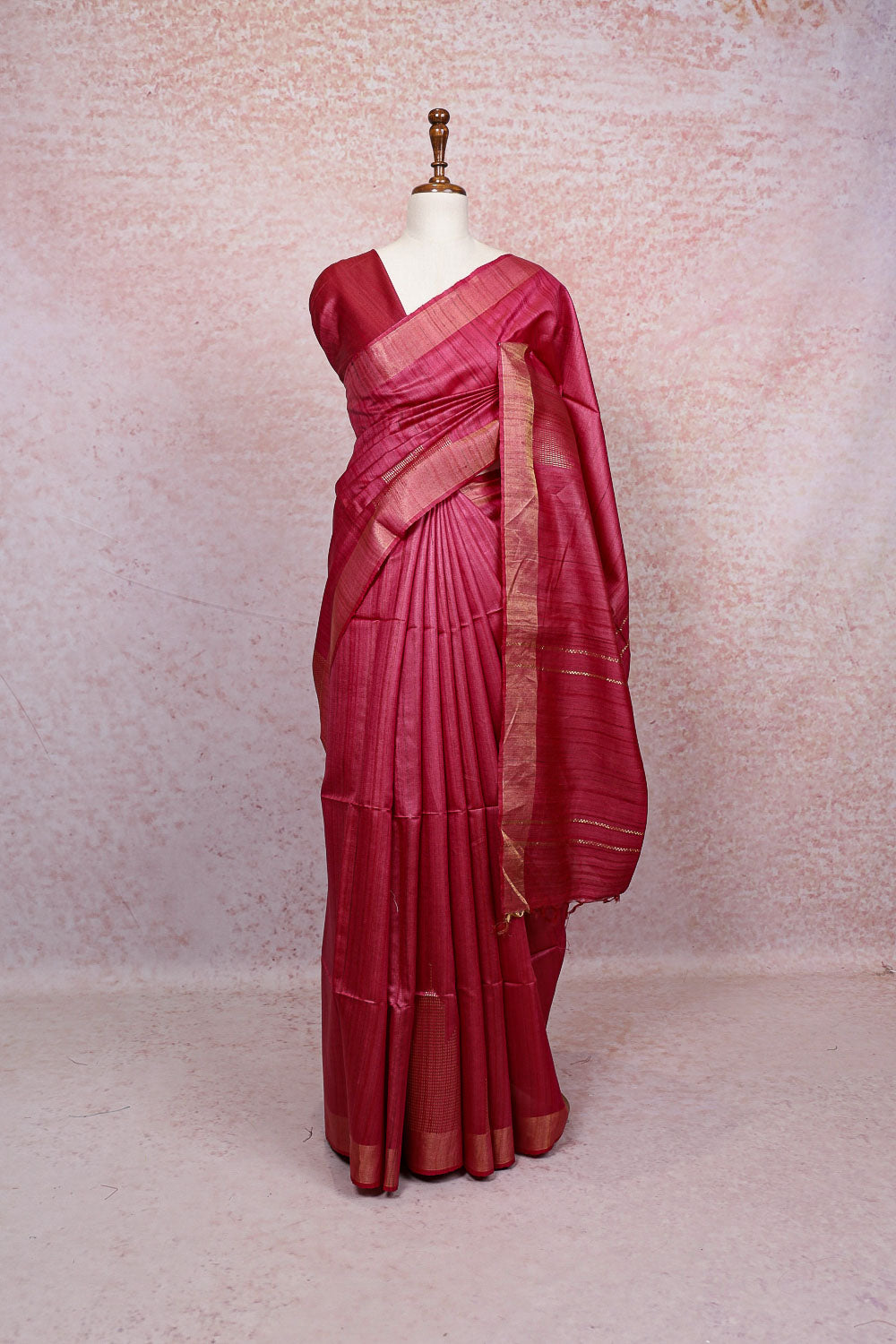 Wine Jute Silk Saree