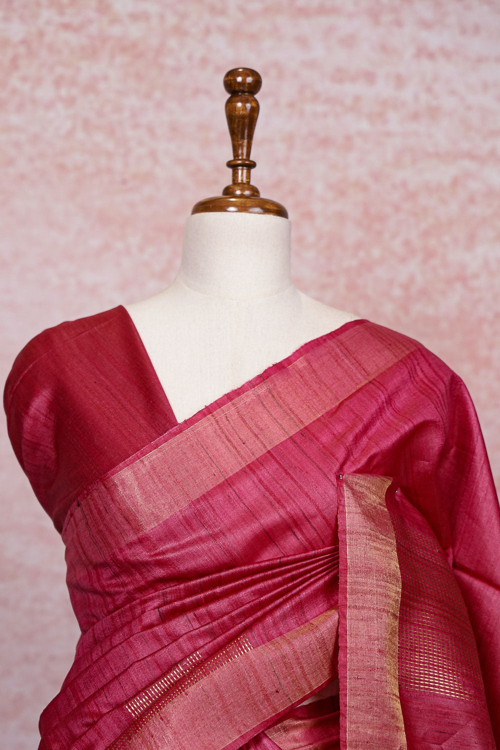 Wine Jute Silk Saree