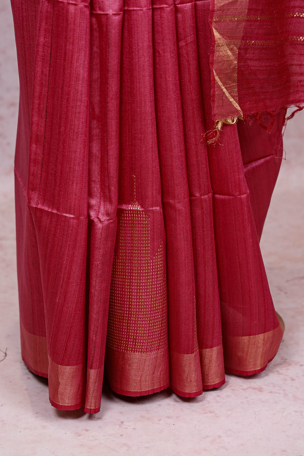 Wine Jute Silk Saree