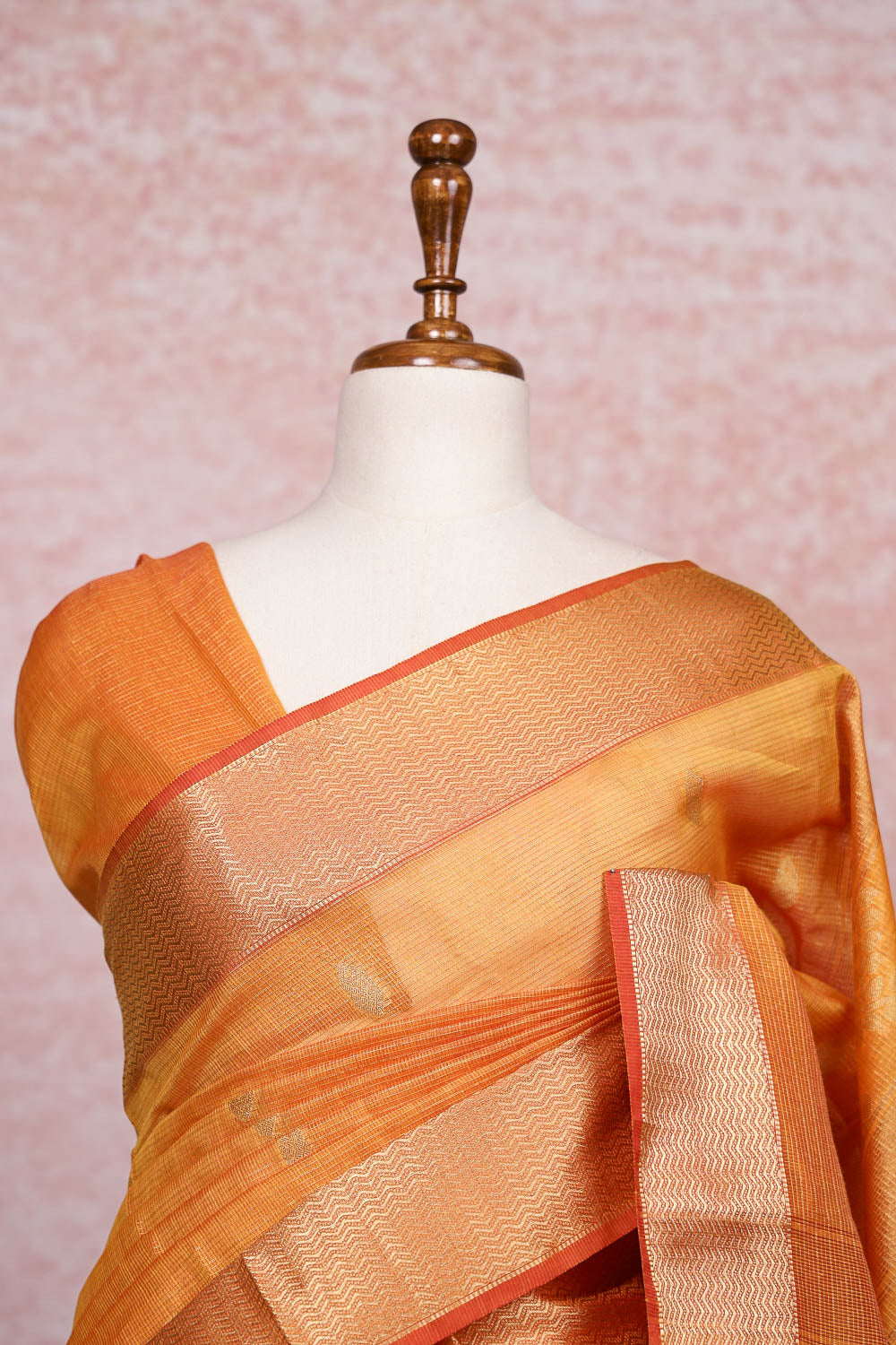 Orange Tussar Silk Saree