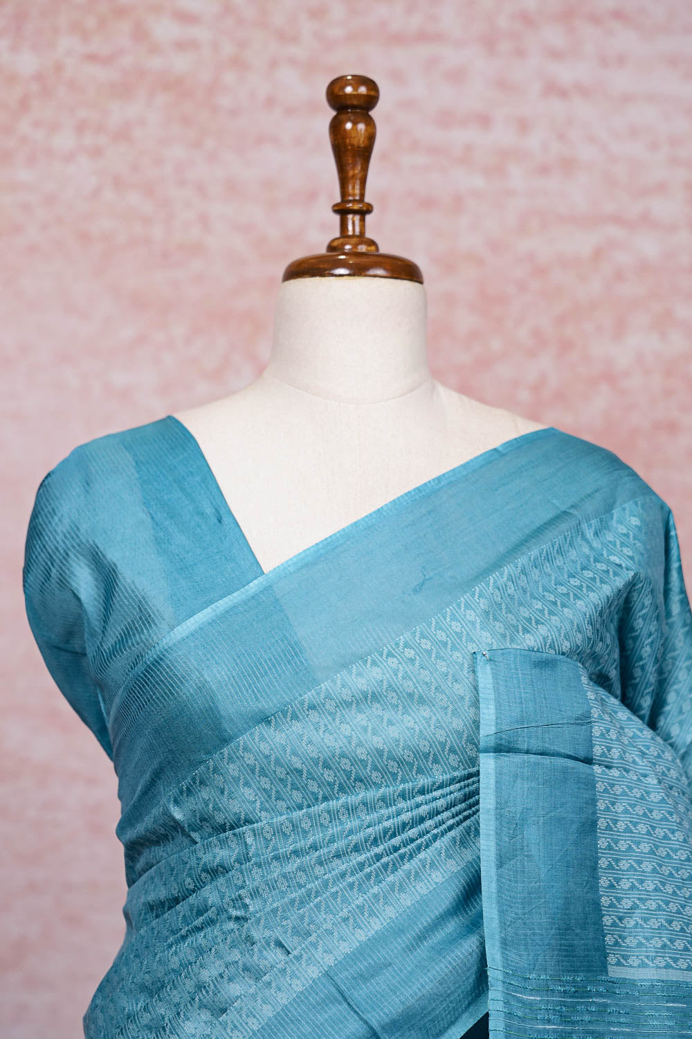 Blue Semi Tussar Silk Saree