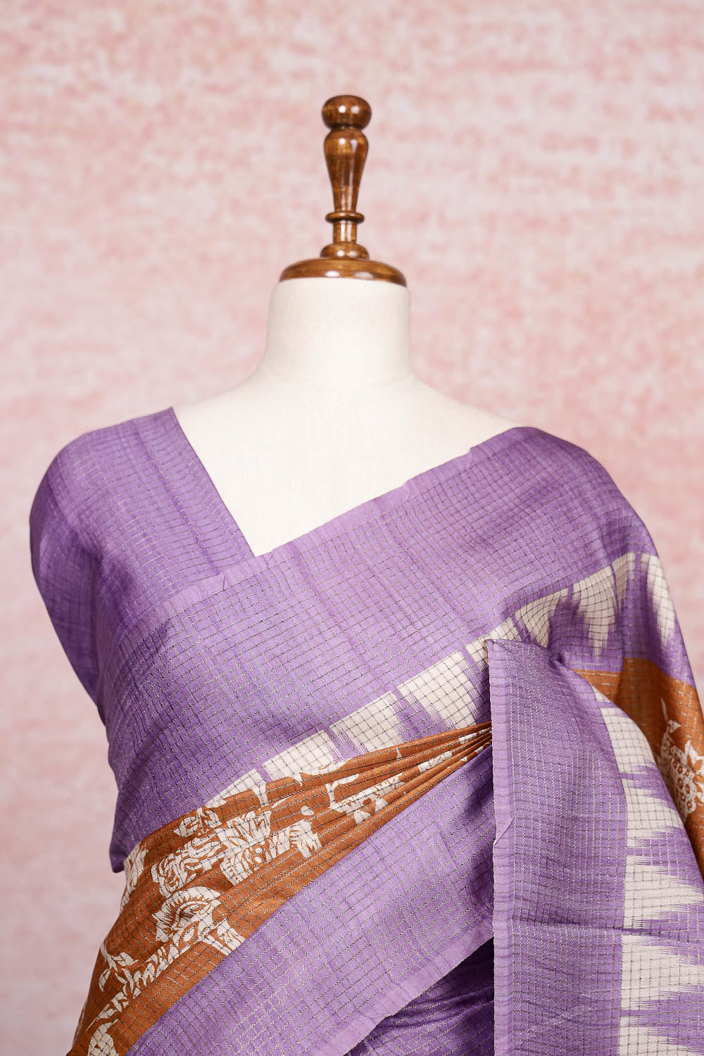 Rust Color Semi Tussar Saree