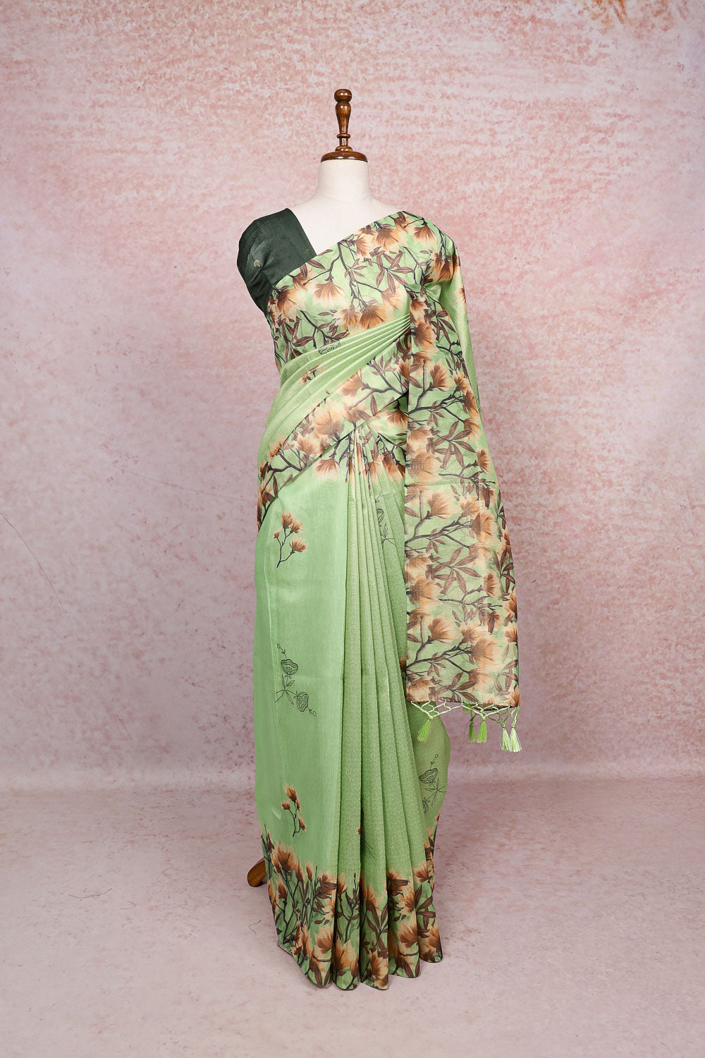 Pista Green Semi Tissue Saree