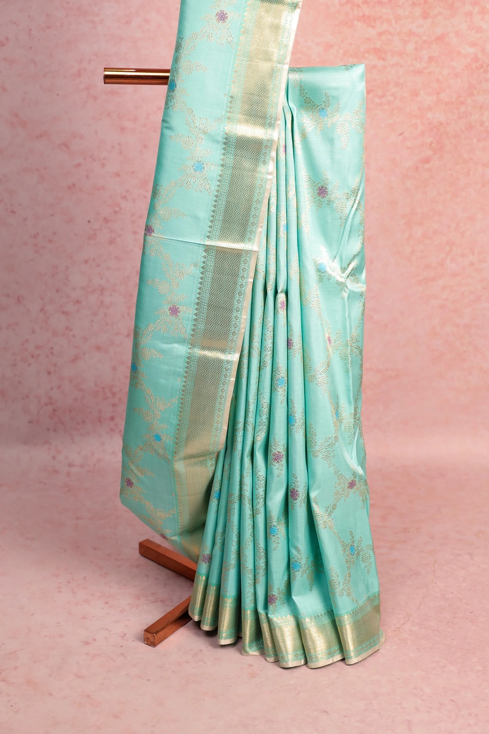 Pastel Blue Kancheepuram Silk Saree