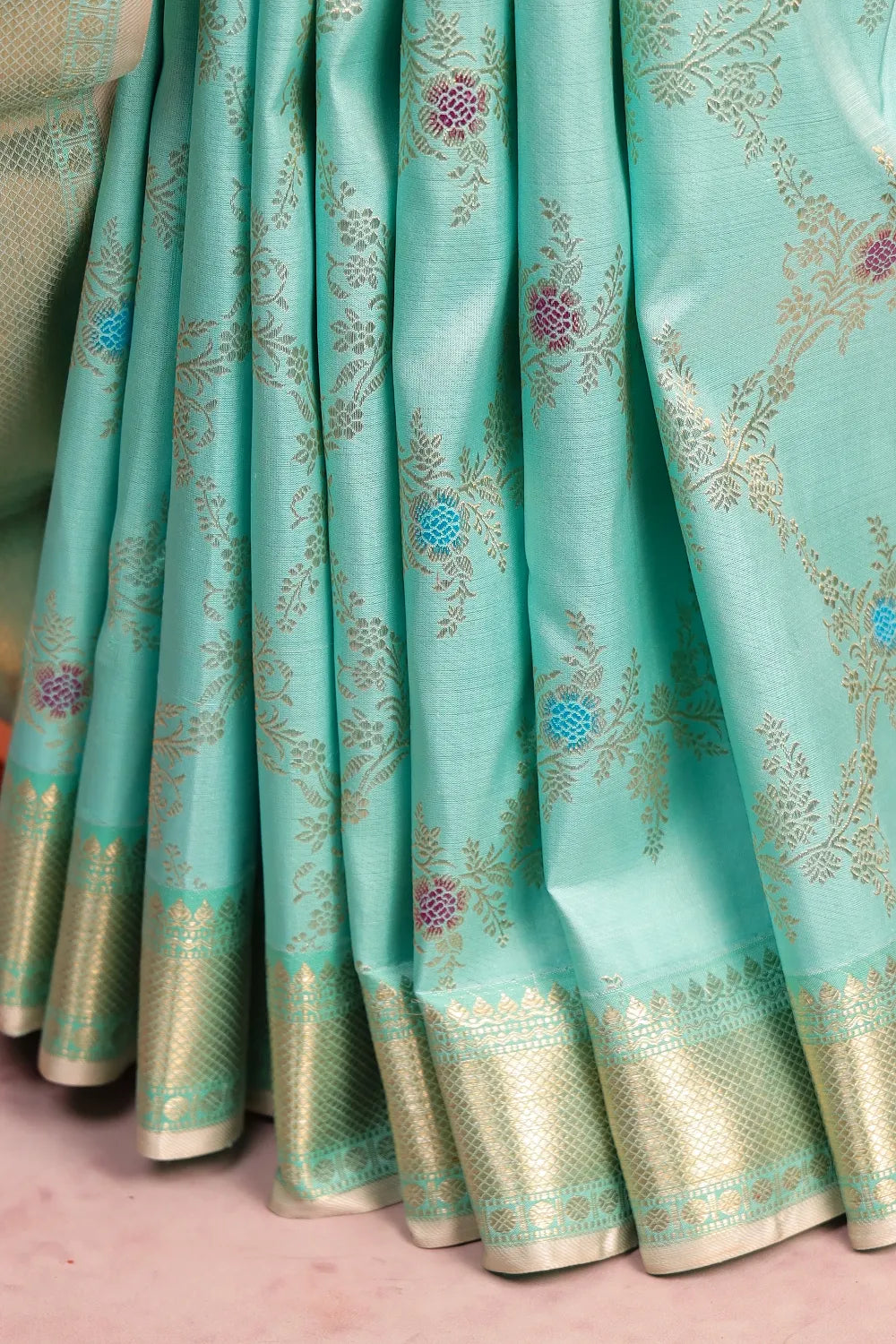 Pastel Blue Kancheepuram Silk Saree