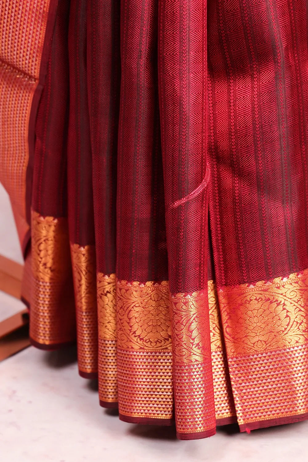 Wine Red Kancheepuram Silk Saree