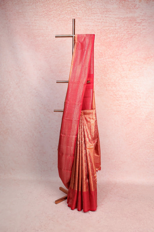 Maroon Kancheepuram Tissue Silk Saree