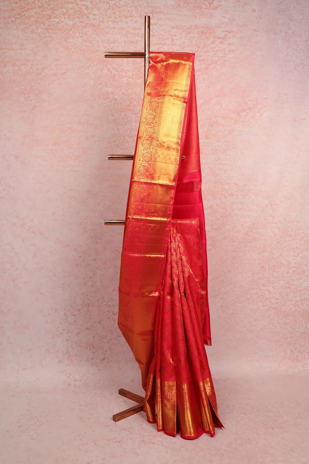 Reddish Pink Kancheepuram Silk Saree