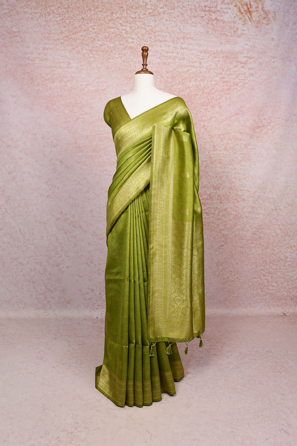 Green Semi Banarasi Saree