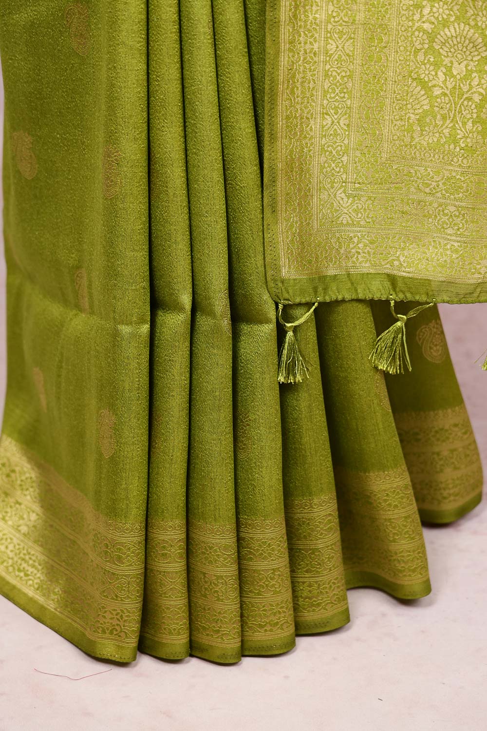 Green Semi Banarasi Saree