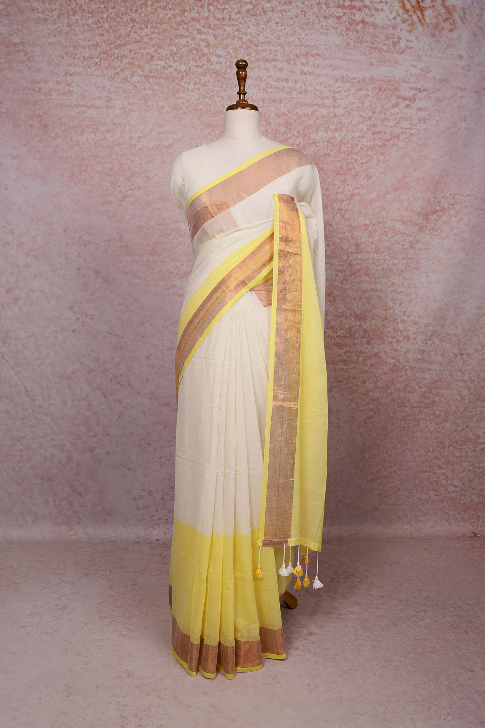 Cream Cotton Saree