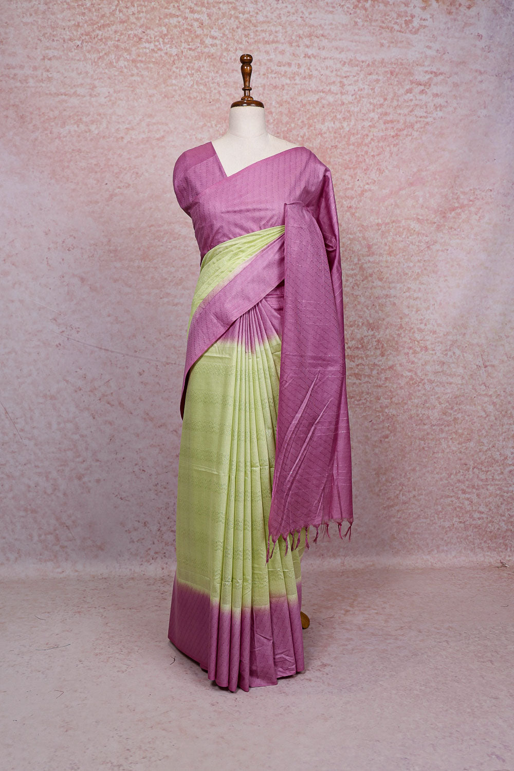 Pista Green Semi Tussar Saree