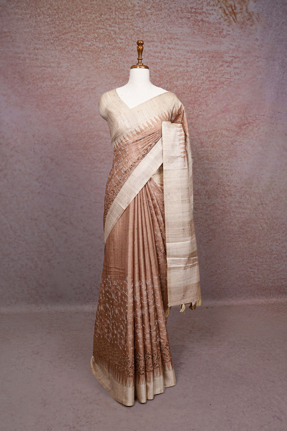 Chocolate Semi Jute Saree