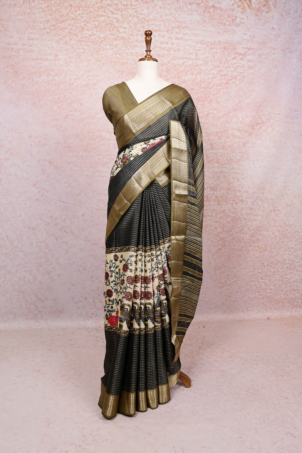 Cream Dola Silk Saree