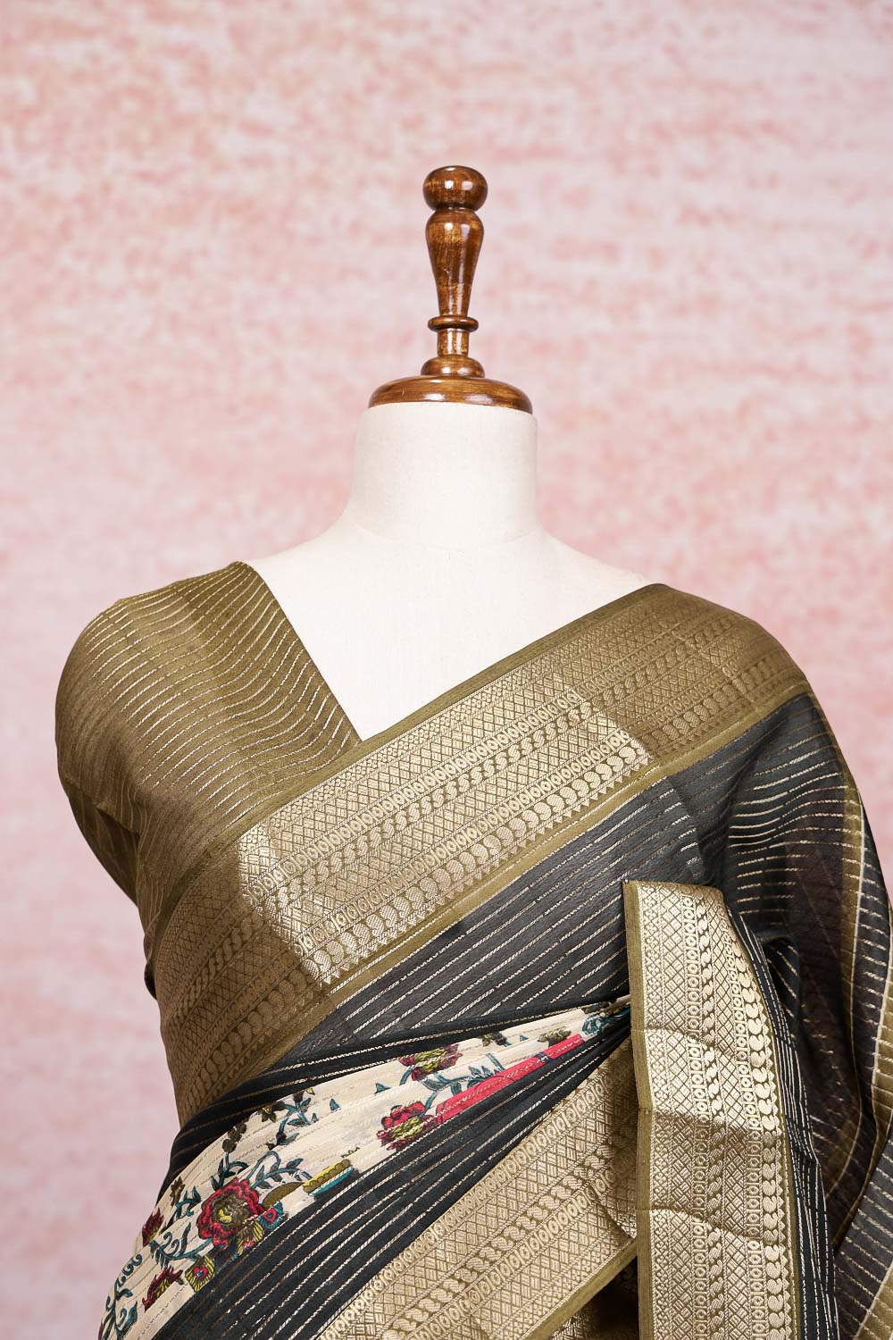 Cream Dola Silk Saree
