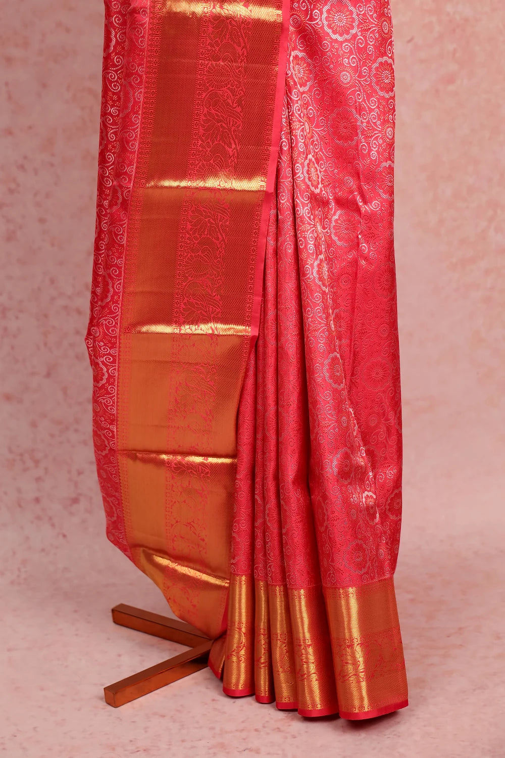 Peach Kancheepuram Silk Saree