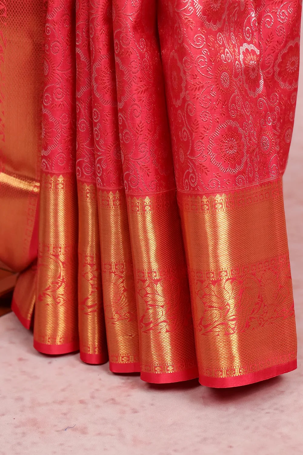 Peach Kancheepuram Silk Saree