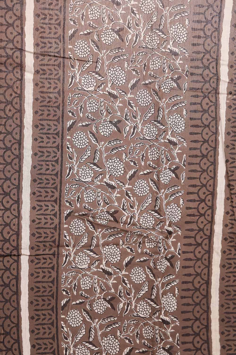 Brown Semi Chanderi Saree