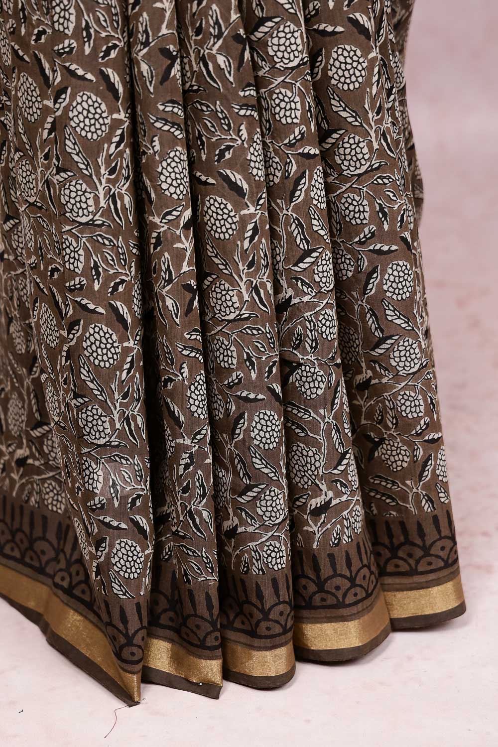 Brown Semi Chanderi Saree