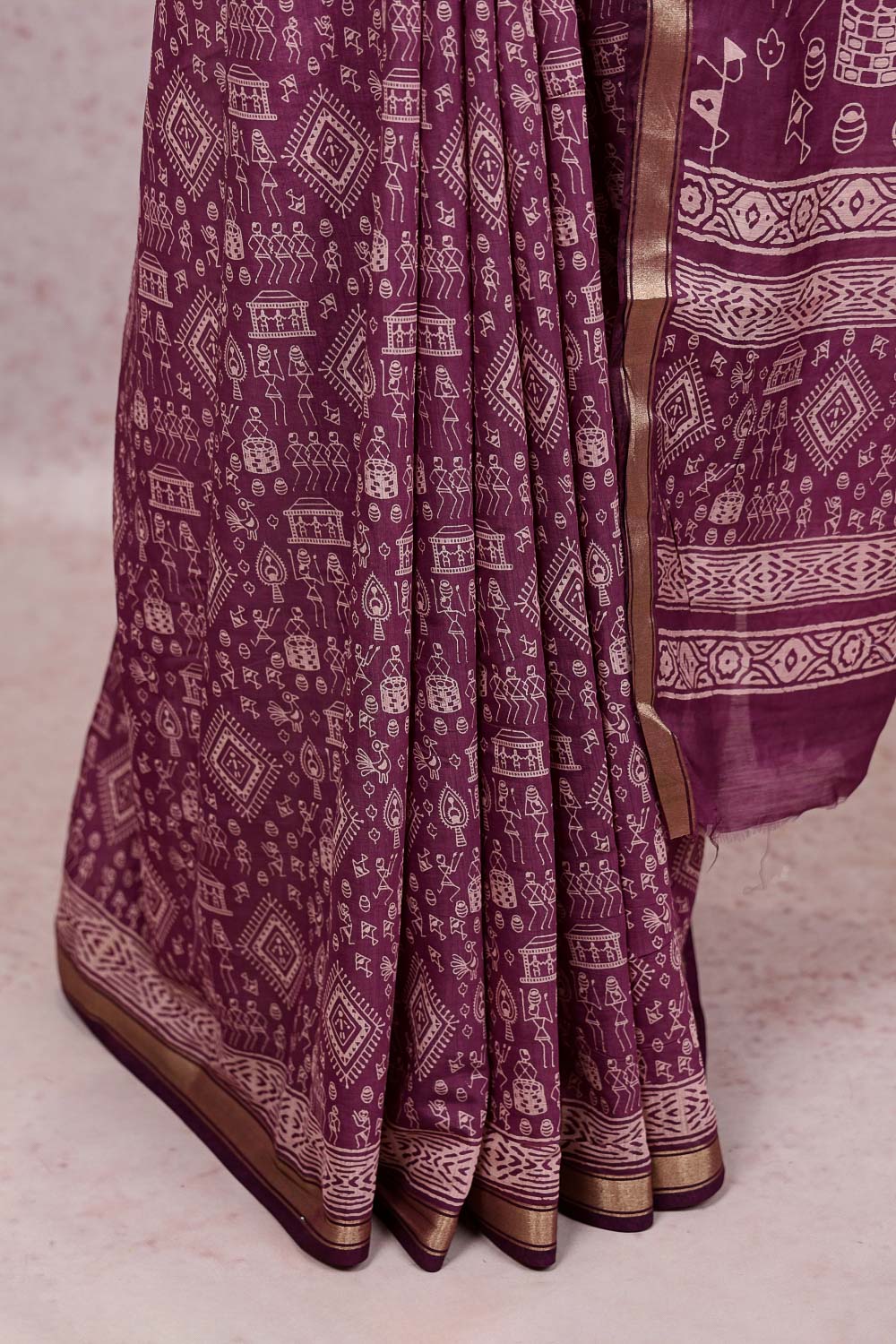 Onion Pink Semi Chanderi Saree