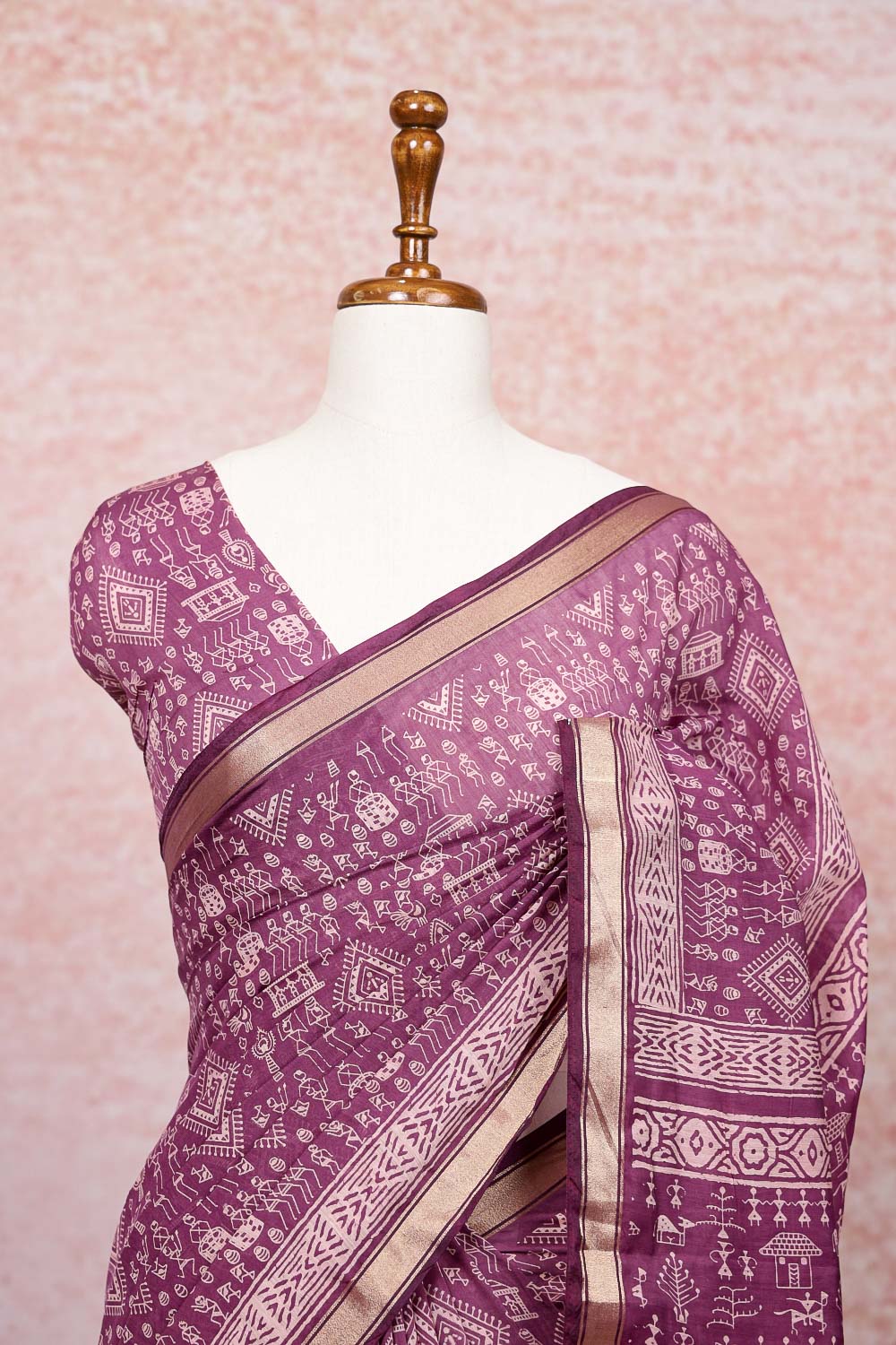 Onion Pink Semi Chanderi Saree