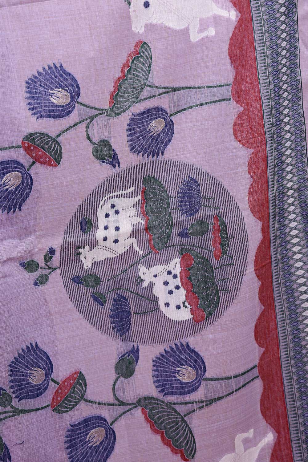 Purple Semi Chanderi Saree