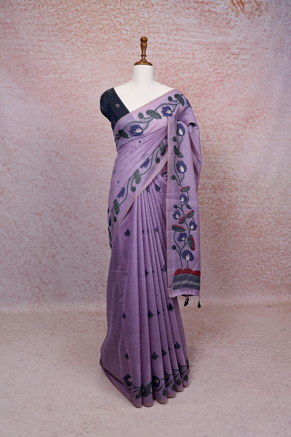 Purple Semi Chanderi Saree