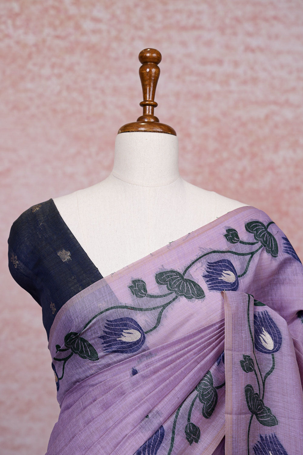 Purple Semi Chanderi Saree
