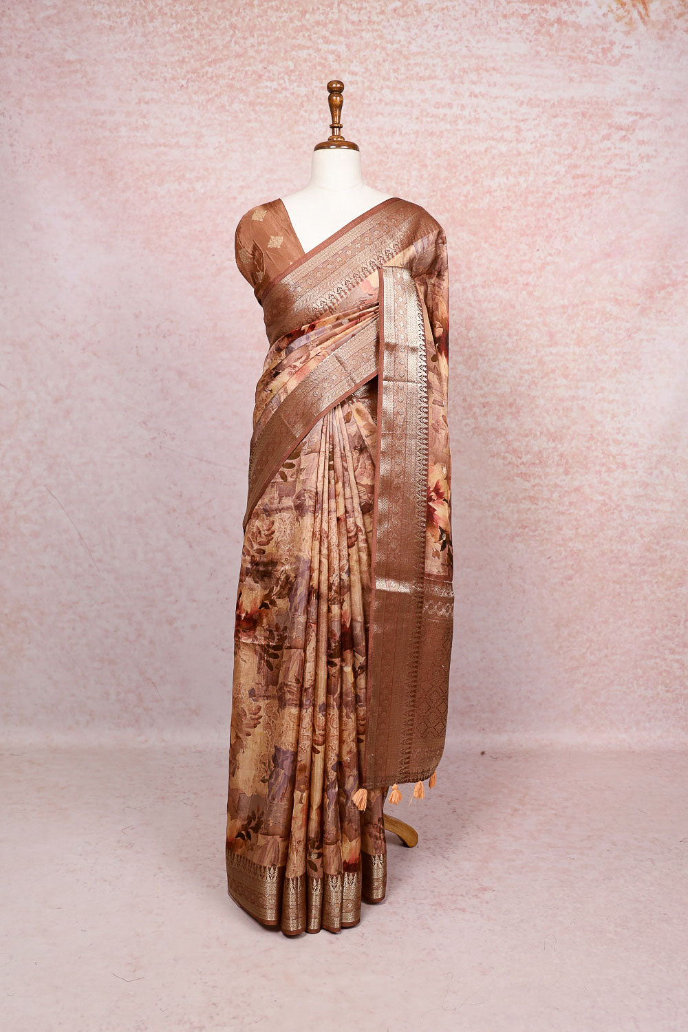 Light Brown Dola Silk Saree