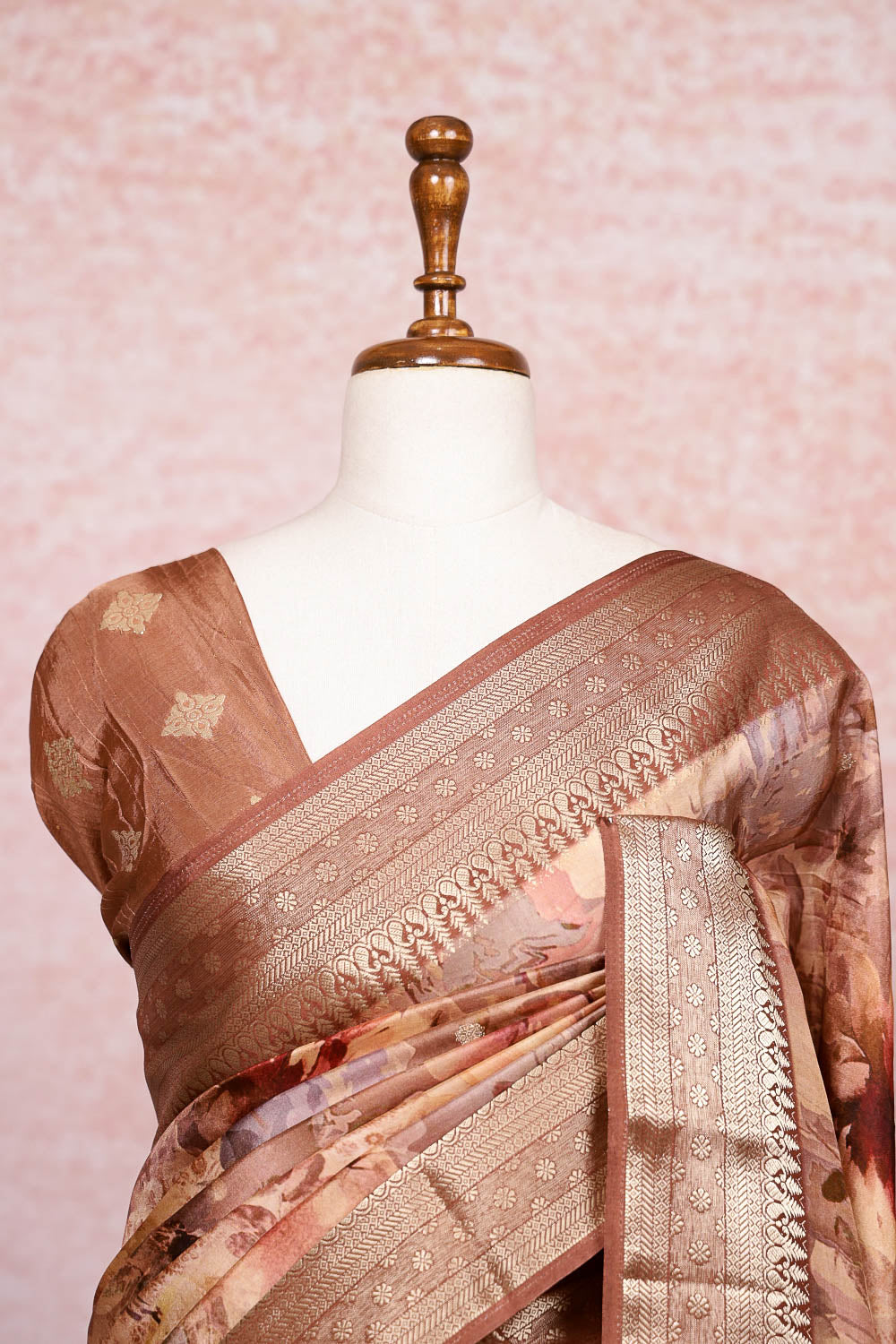 Light Brown Dola Silk Saree