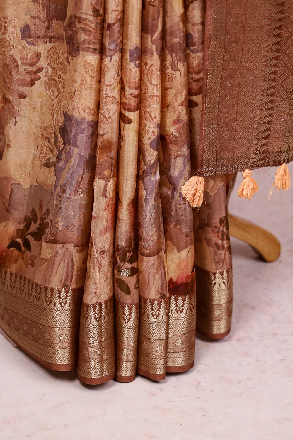 Light Brown Dola Silk Saree