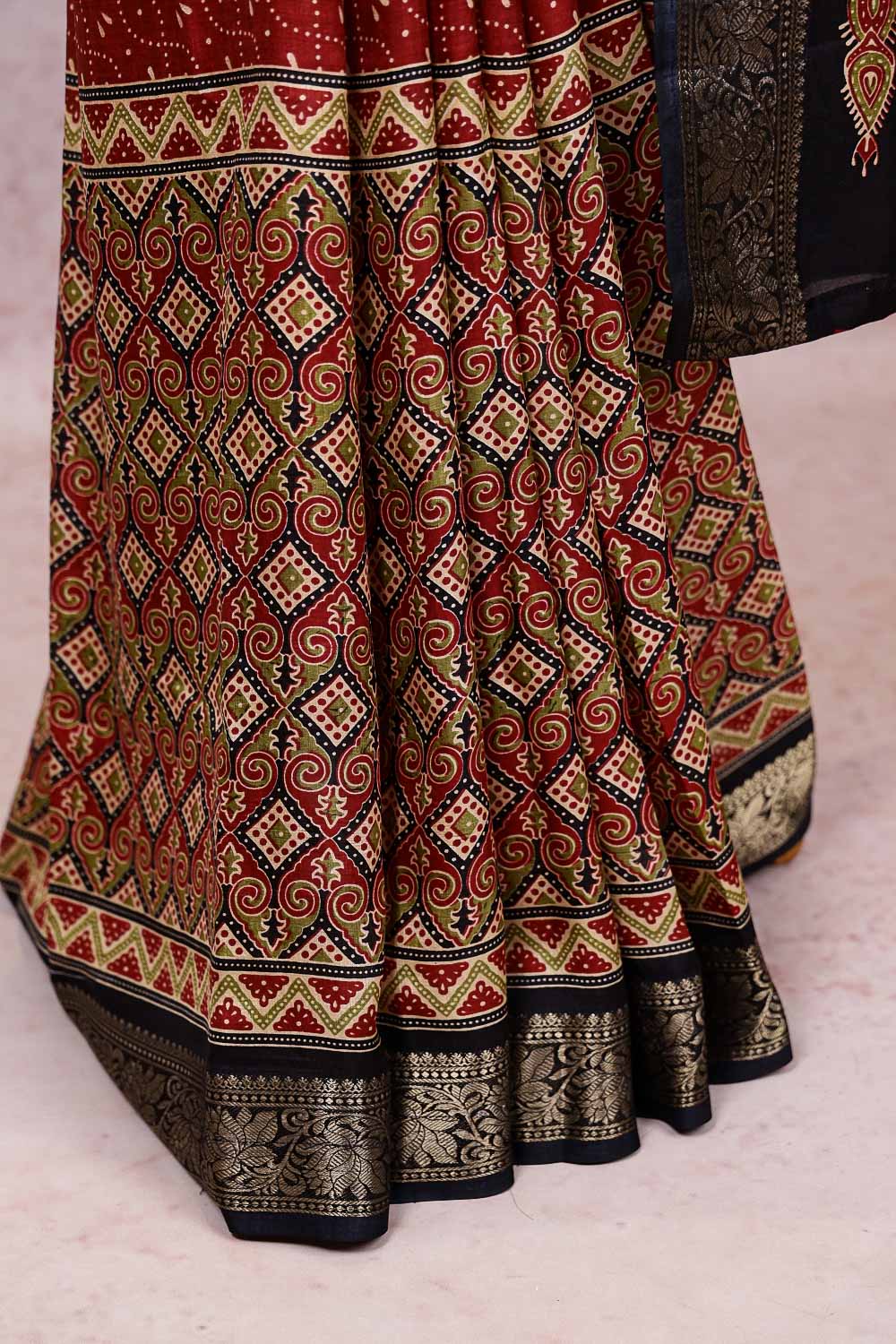 Maroon Semi Silk Saree