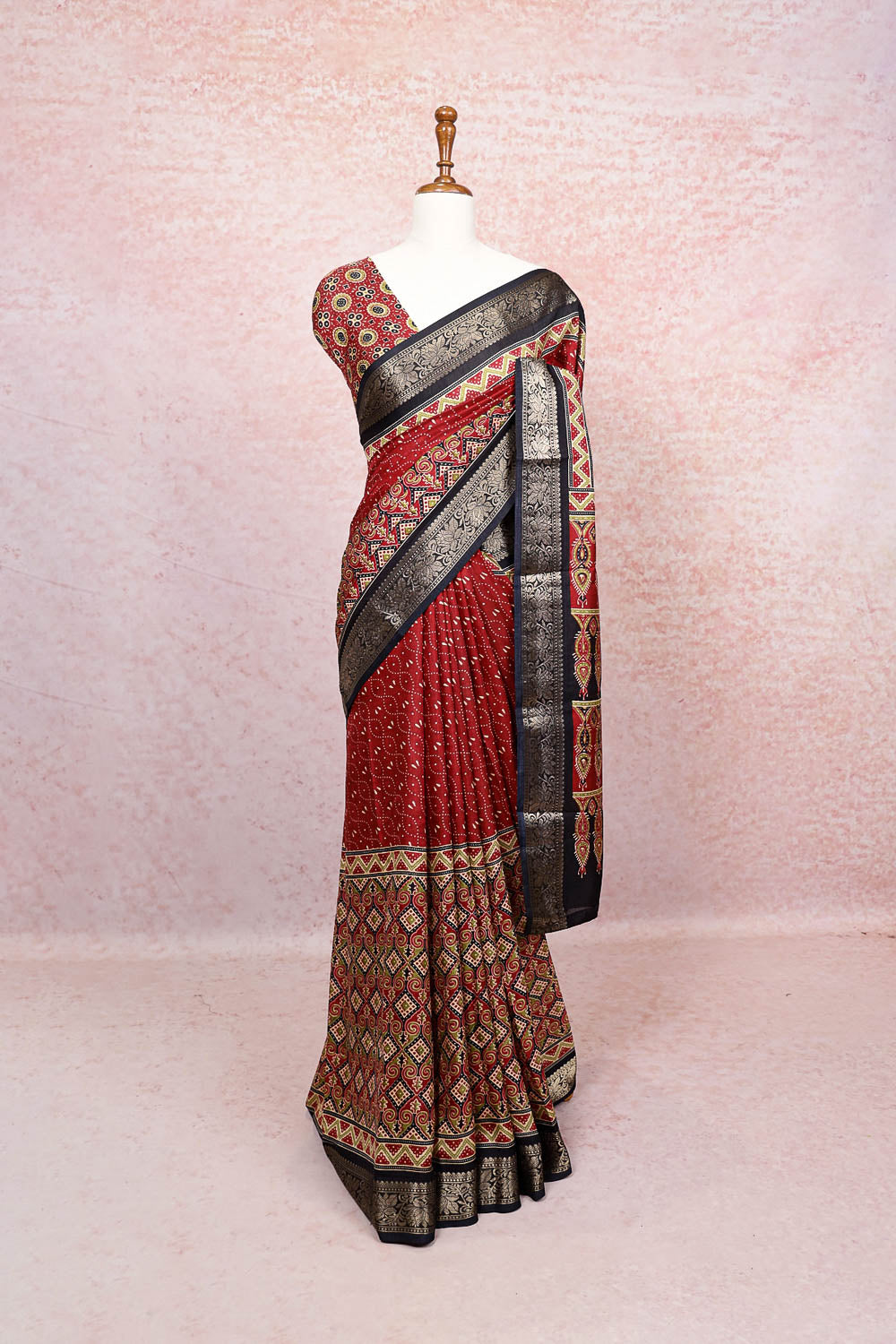 Maroon Semi Silk Saree