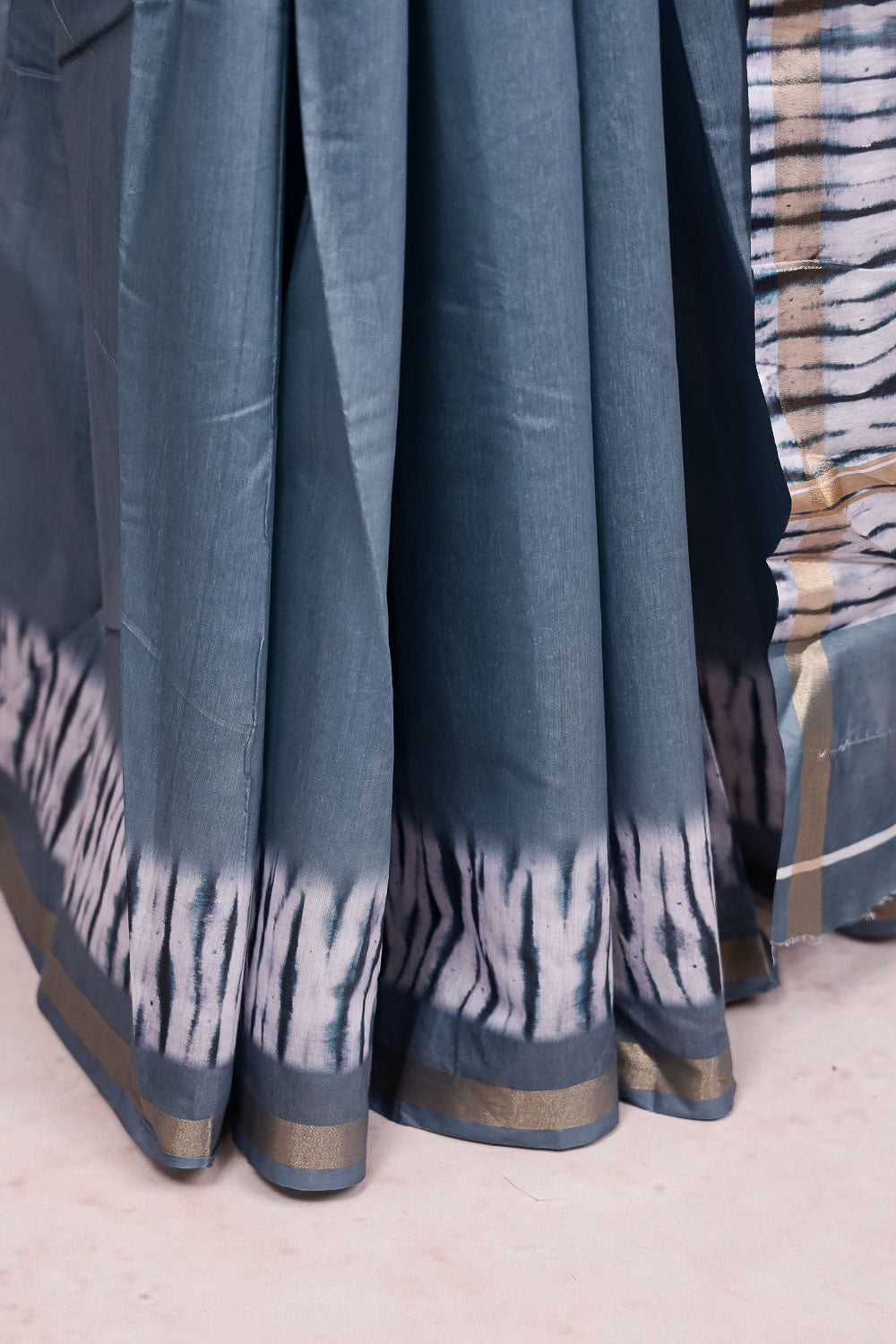 Dusty Blue Semi Chanderi Saree