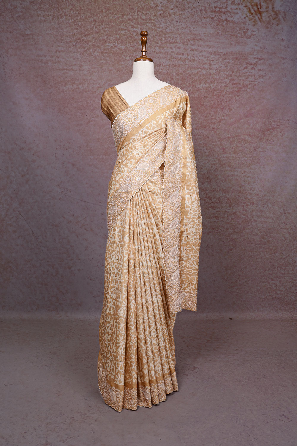 Peach Semi Silk Saree