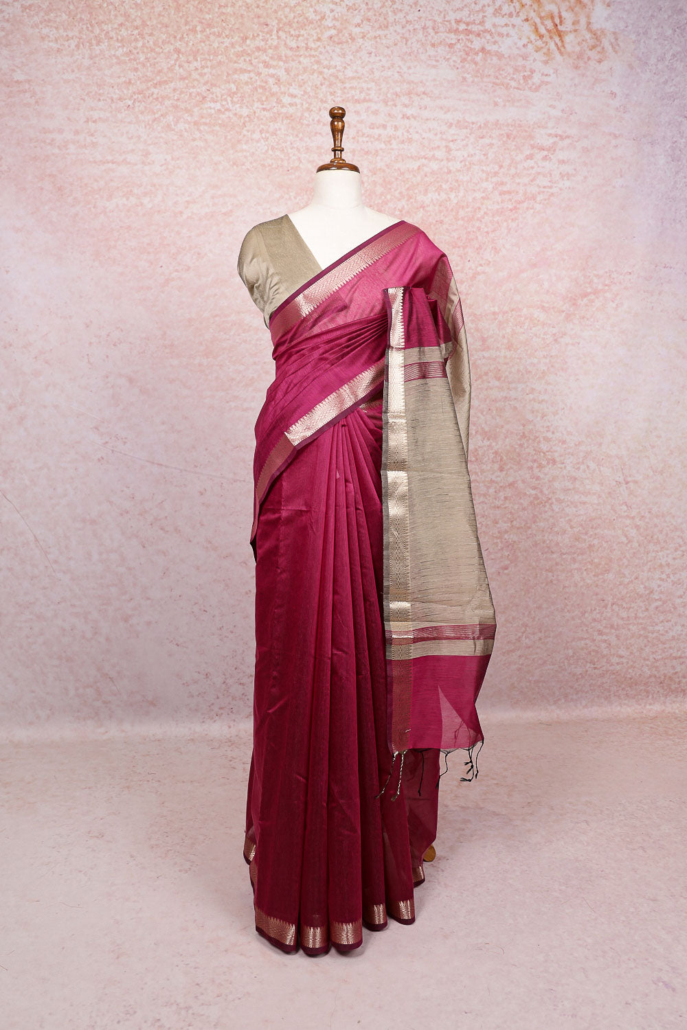 Grey Cotton Silk Saree