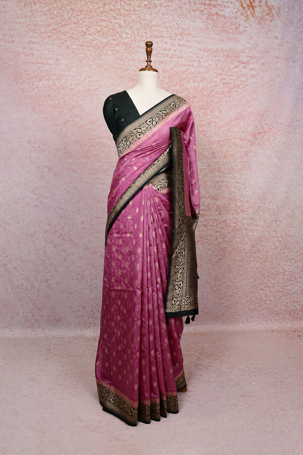 Pink Semi Jute Saree