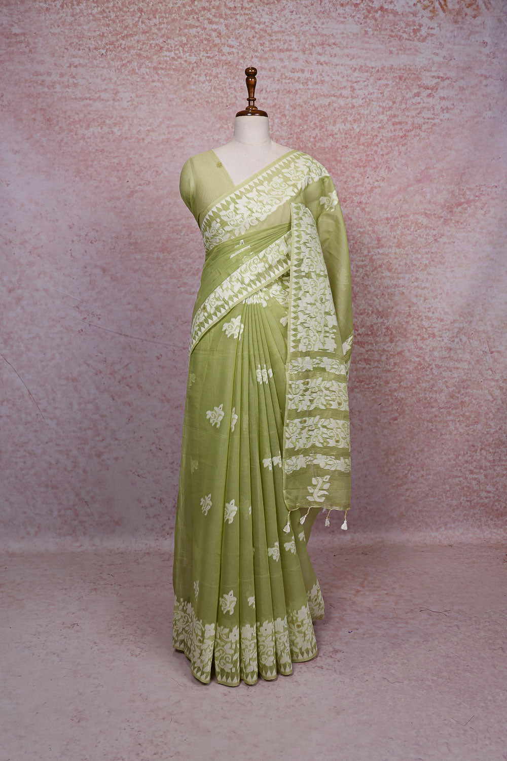 Pista Green Semi Organza Saree