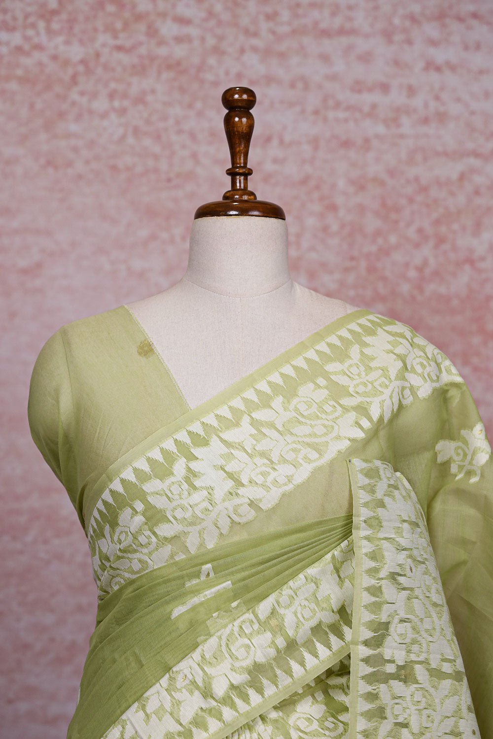 Pista Green Semi Organza Saree