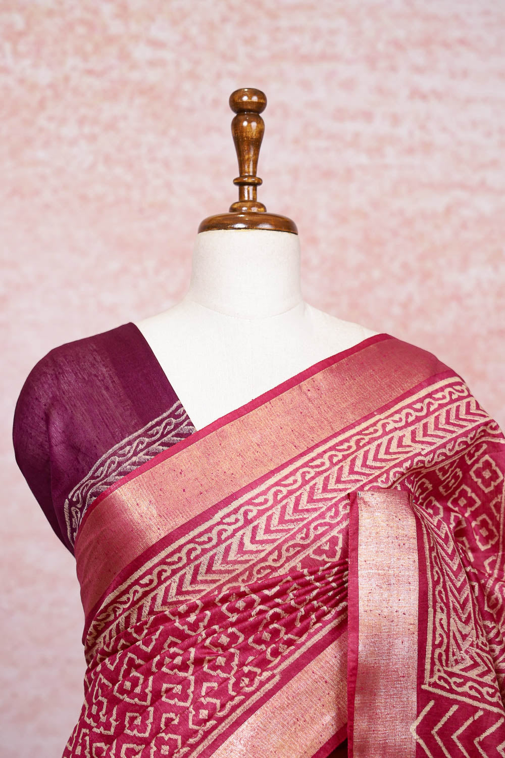 Magenta Semi Jute Saree