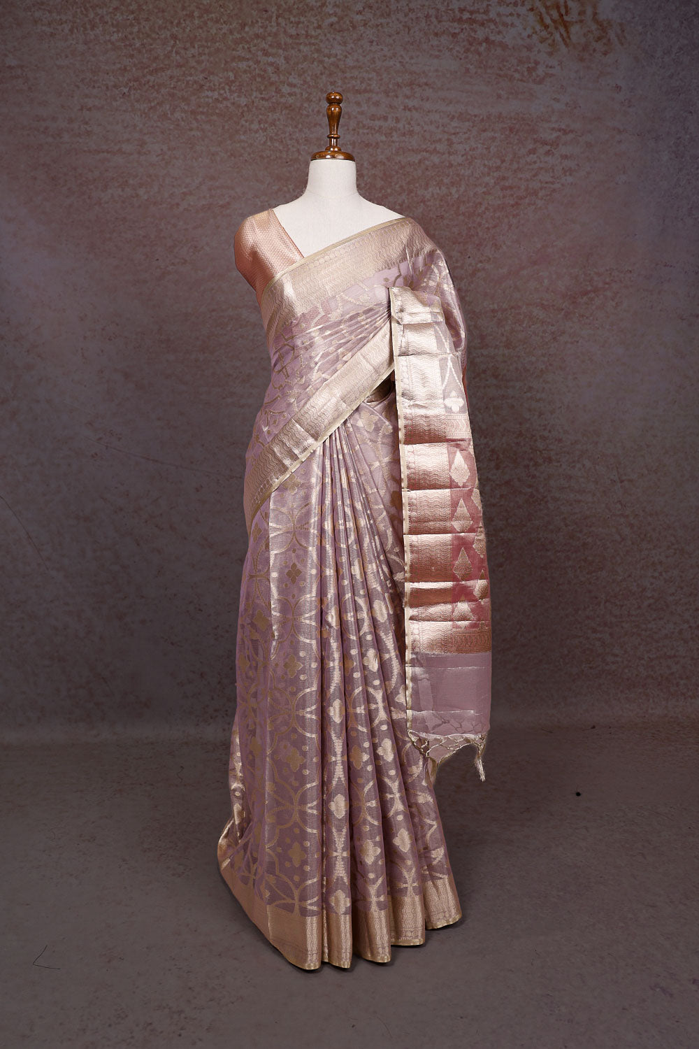 Light Lavender Semi Tissue Saree