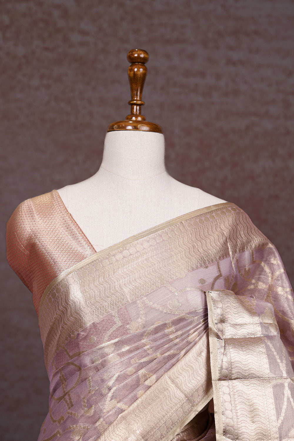 Light Lavender Semi Tissue Saree