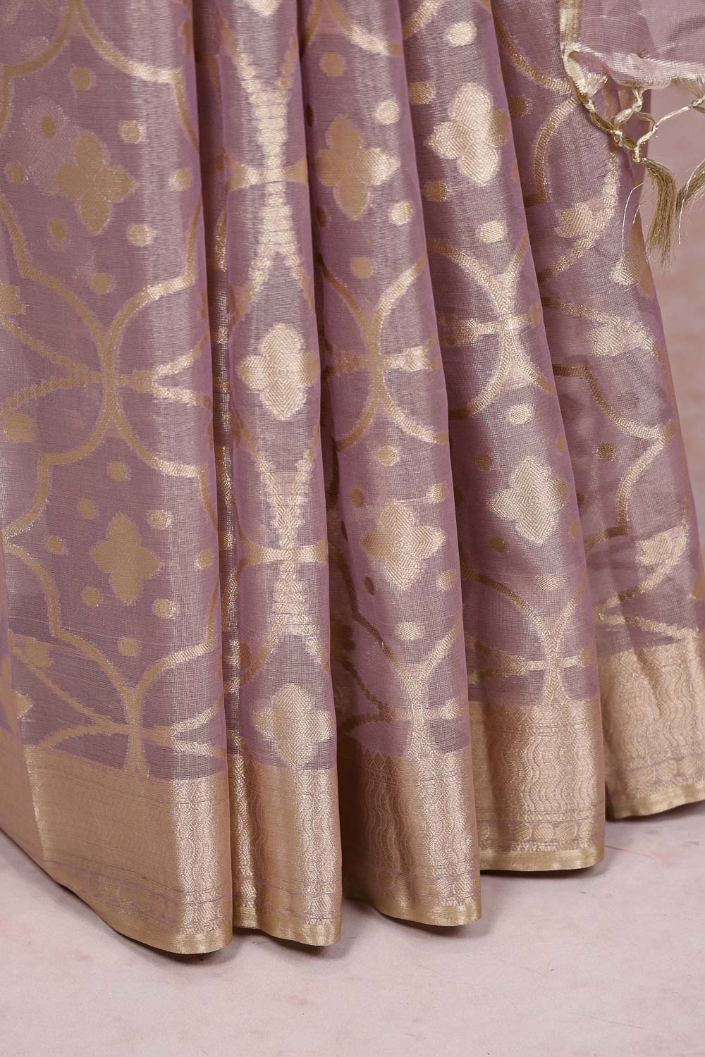 Light Lavender Semi Tissue Saree
