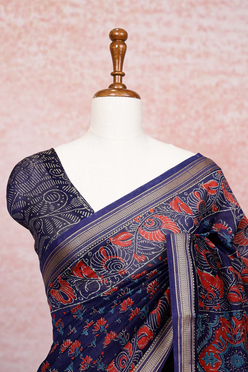 Blue Semi Chanderi Saree