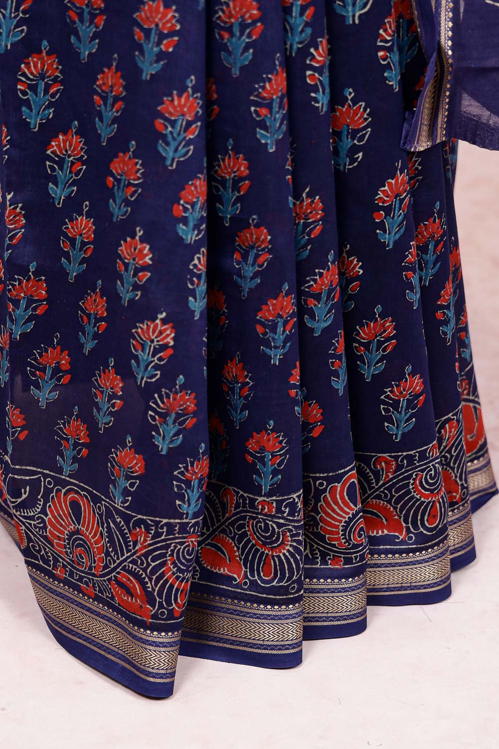 Blue Semi Chanderi Saree