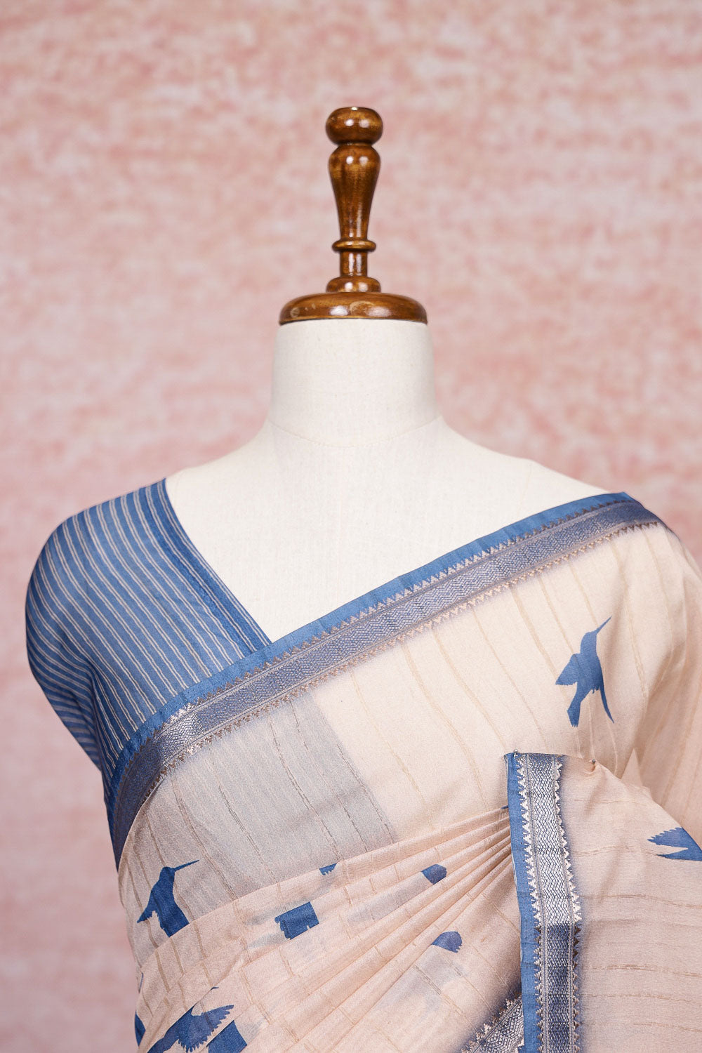 Cream Semi Tussar Saree