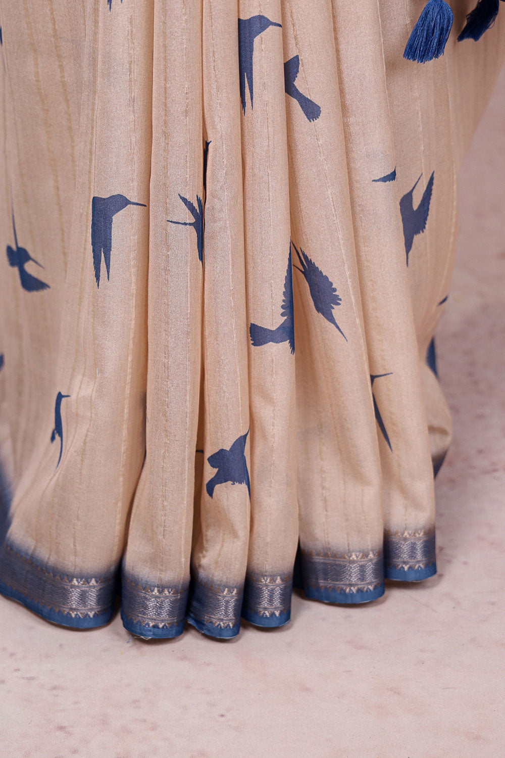 Cream Semi Tussar Saree