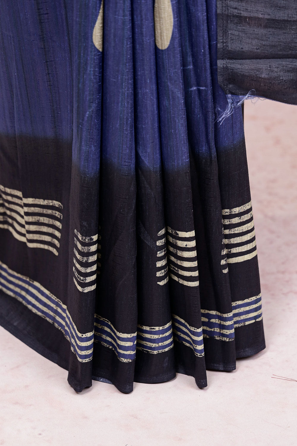 Ash Blue Semi Tussar Saree
