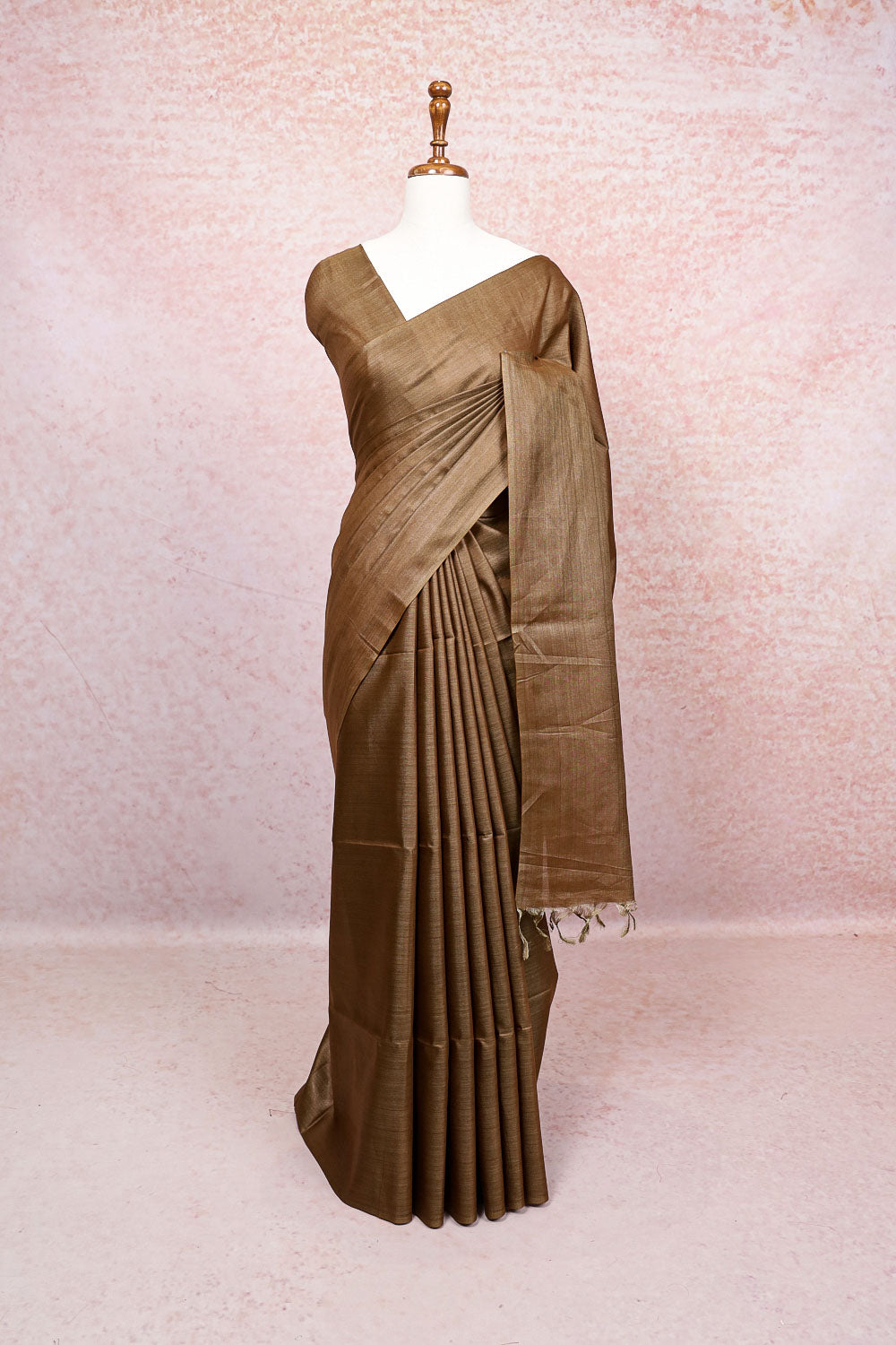 Mocha Brown Semi Tussar Saree