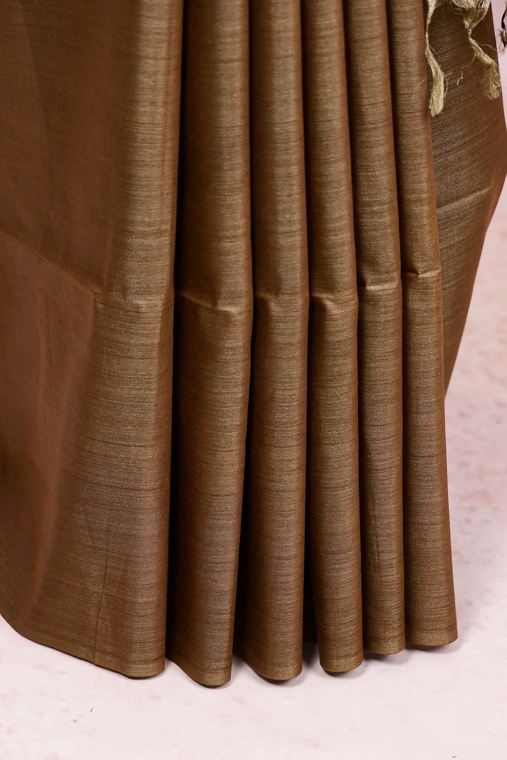 Mocha Brown Semi Tussar Saree